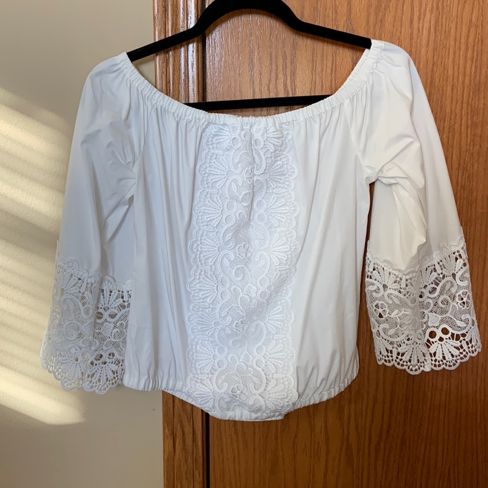 Express off the shoulder lace top